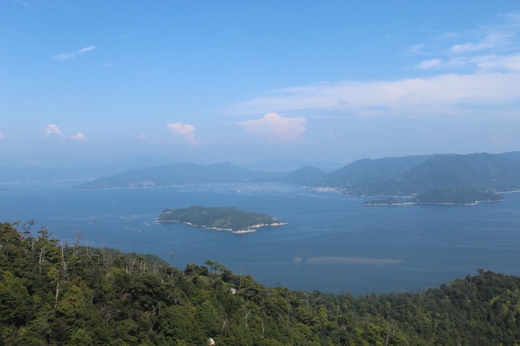 The view from Mount Misen. There are several islands that can be seen.